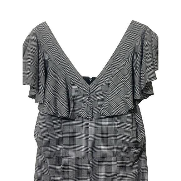 Laundry by Shelli Segal Glen Plaid Jumpsuit Cropped One Pc BLack White sz 12‎ - Picture 9 of 12